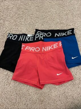 Nike Pro Short Bundle - Coral, Blue, Black